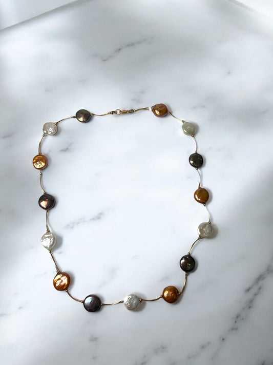14K Yellow Gold Pearls Chain / 17.8gr / 0.9mm / 19in