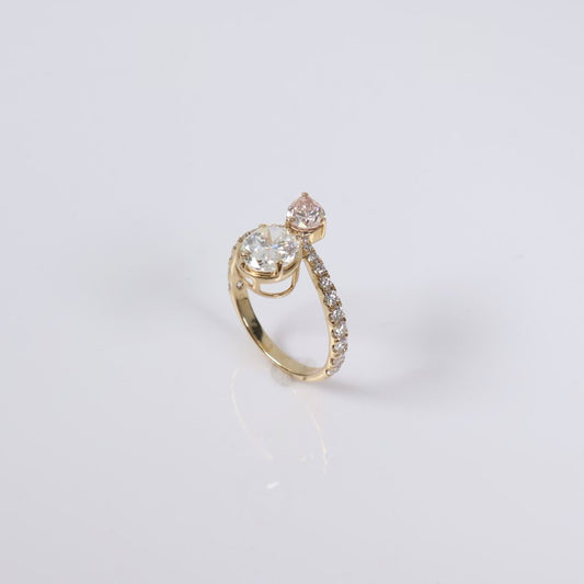 14K YG Lab Diamond Oval-Pear Cut Engagement Ring / 2.68gr / Sz 6.5 / 2.75Ct Lab / VS / F
