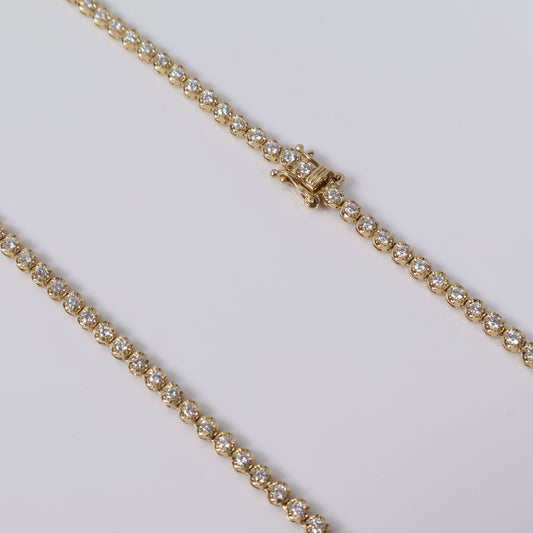 14K YG Lab Diamond Tennis Chain / 15.81gr / 3mm / 18in / 3.99 CTTW Lab VS / E-F