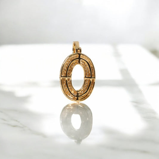 10K YG Diamond Letter O Pendant / 1.8gr / 1.1in / 0.42Wt Dia