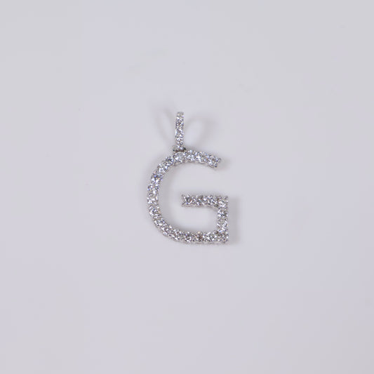 14K WG Lab Diamond Letter G Pendant / 1.35gr / 1in / 0.68 CTTW Lab VS / E-F