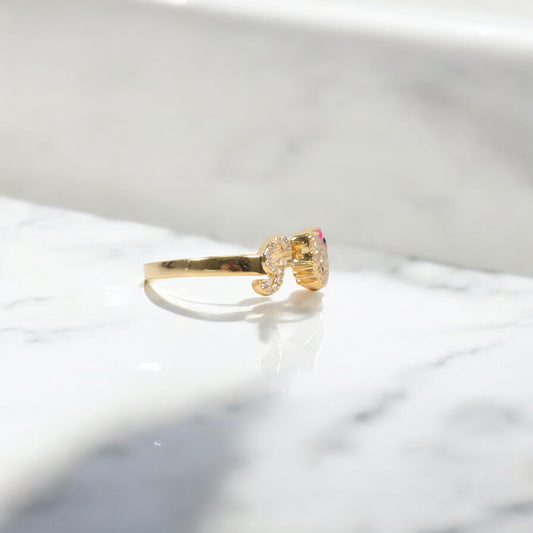 10K YG Diamond HK - Letter G Rings / 2.34gr / Sz 7 / 0.12Wt Dia