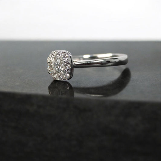 14K WG Diamond Square Engagement Ring / 2.8Gr / Sz 6