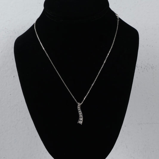 14K White Gold Infinite Diamond Necklace Jewelry Set / 3.7gr