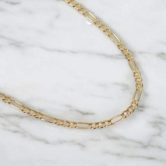 14K YG Figaro Link Chain / 13gr / 4mm / 22in /