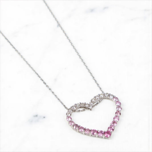 18K WG Diamond heart Set Jewelry / 4.63gr / 1mm / 18in / Wt Dia
