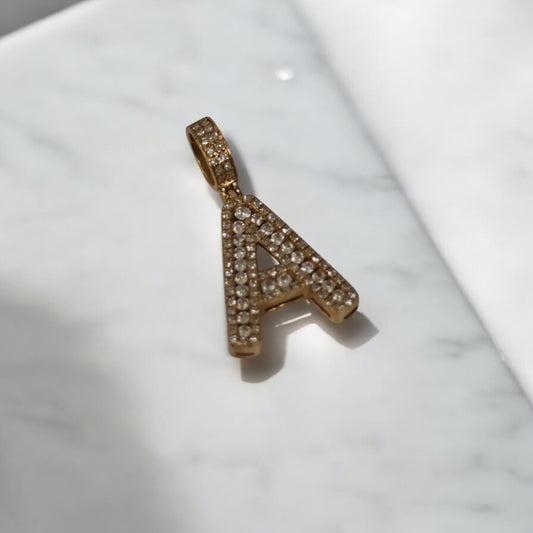 10K YG Diamond Letter A Pendant / 3Gr / 1in /