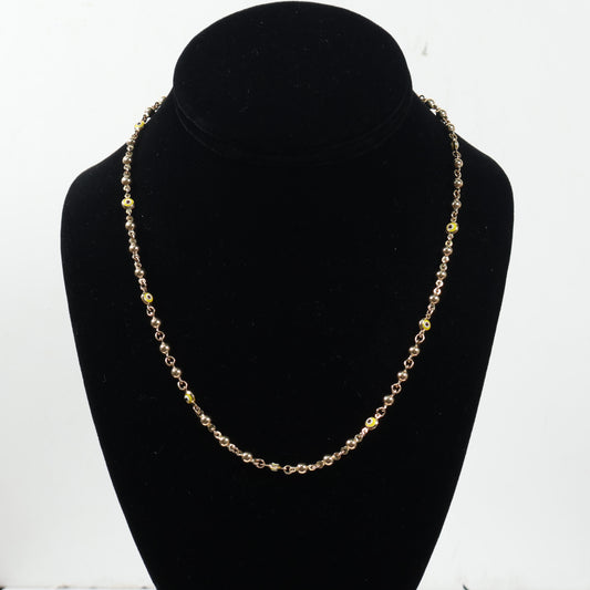 14K YG balls - Yellow Turkish Eye Chain / 11.4gr / 4mm / 18.5in /