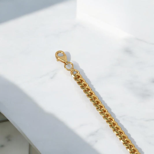 14K YG Micro Cuban Links Bracelet / 8.54gr / 4mm / 7in /