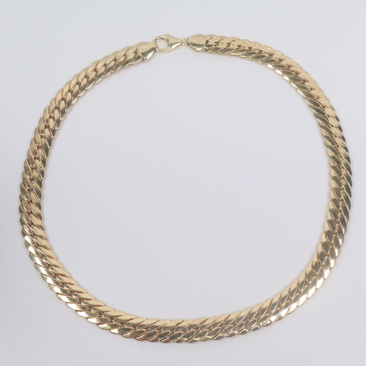 14K YG Cuban Links Hollow Chain / 16.2gr / 10mm / 17.5in /