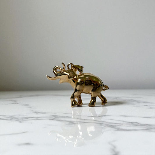 14K Yellow Gold Elephant Pendant / 3.5gr / 0.7in