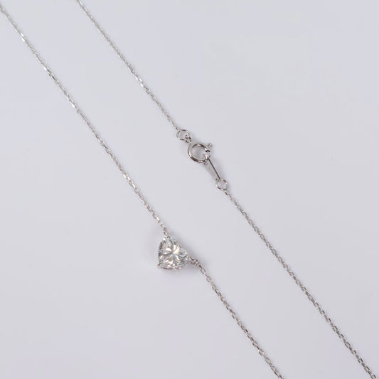 14K WG Lab Diamond Little Heart Set Jewelry / 1.54gr / 1mm / 18in / 1.10Ct Lab / VS / F