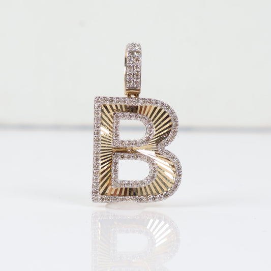 10K YG Diamond Letter B Pendant / 3gr / 0.8in / D-0.60Ct