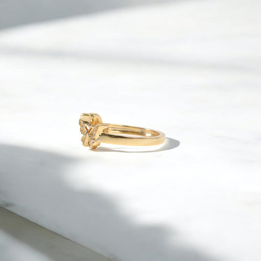10K YG Diamond Butterfly - Letter Y Rings / 2.28gr / Sz 7.5 / 0.09Wt Dia