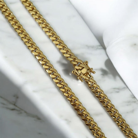 14K YG Cuban Link Chain / 95.2gr / 7.7mm - 22in