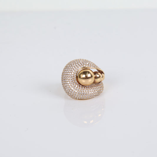 Women Ring 14K Yellow Gold With Diamonds / 5.6gr / Size 7