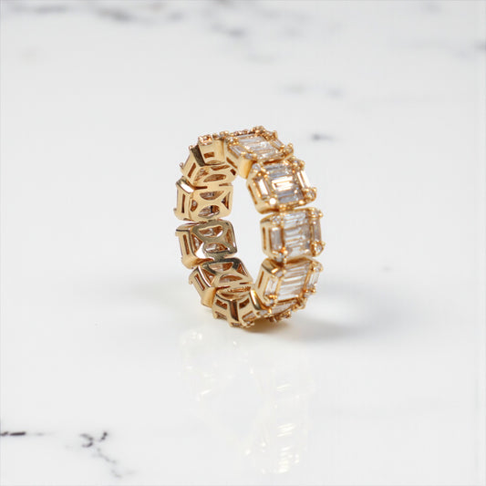 14K YG Diamond Baguette Luxury Rings / 9.6gr / Sz 8 / D-3.69Ct