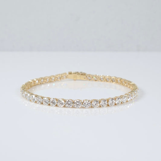 14K YG Lab Diamond Tennis Bracelet / 10.4gr / 4.5mm / 8in / 15.26Ct Lab Dia
