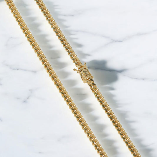 10K YG Micro Cuban Links Chain / 42.4gr / 5mm / 24in /