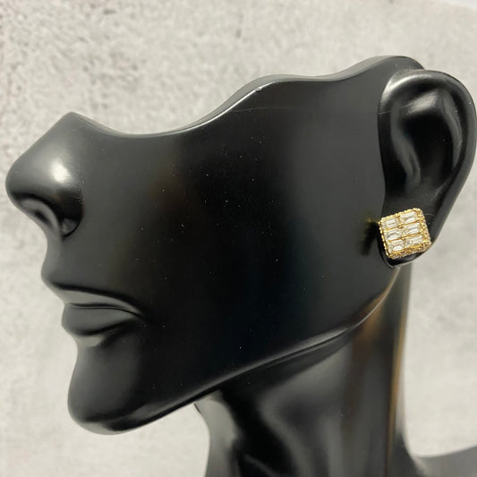 14K Rose Gold Diamond Square Luxury Stud Earrings 1.36Ct Dia Vs/Si / 2.71gr / 8mm