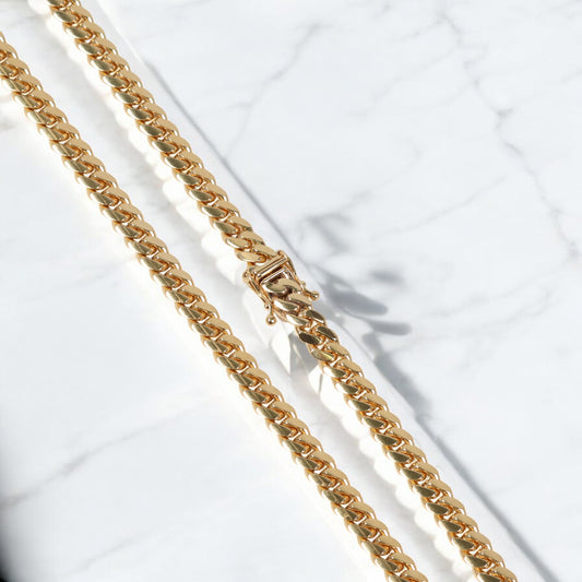 10K YG Micro Cuban Links Chain / 59gr / 6.2mm / 24in /