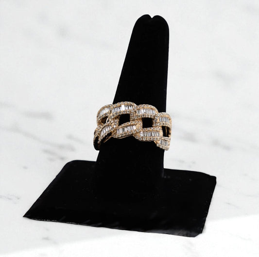 Chain Ring 14K Yellow Gold With Diamond 2,31ct / 7.8gr / Size 10