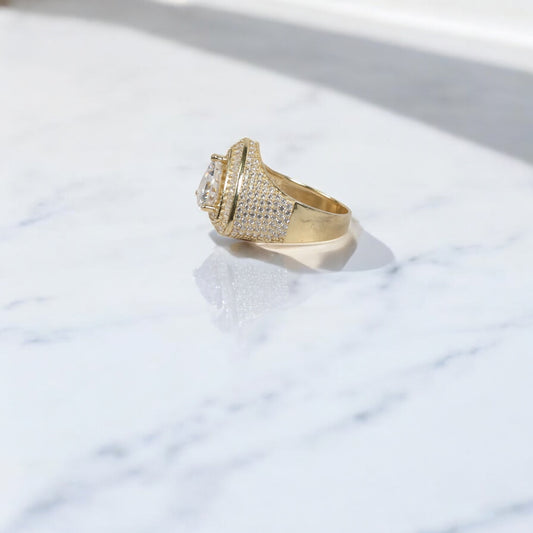 10K YG Luxury Triangle Rings / 8.38gr / Sz 11 / White Zircons