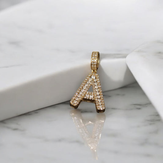 10K YG Diamond Letter A Pendant / 3Gr / 1in /