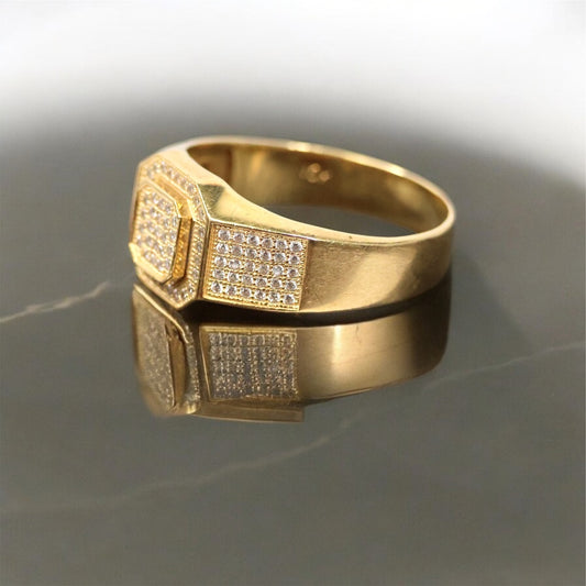 10K YG Luxury Square Ring / 6.2Gr / Sz 11 1/2