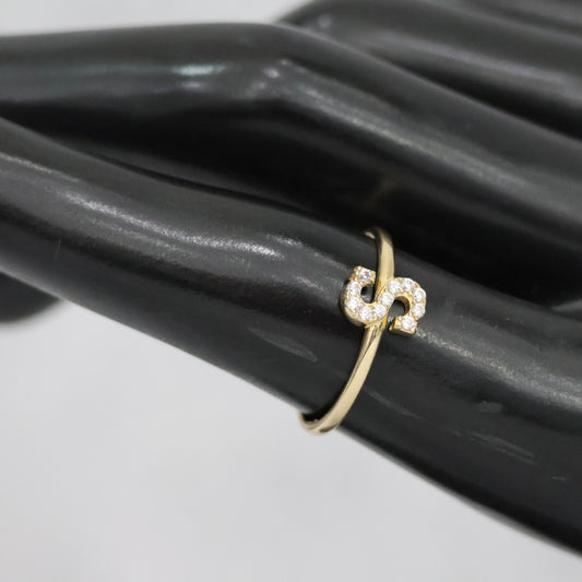 14K YG Letter S Ring / 1.30gr / Sz 7.5