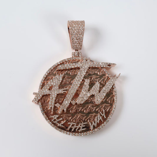 10K RG Diamond All The Way Pendant / 65gr / 3in / 11Ct Dia