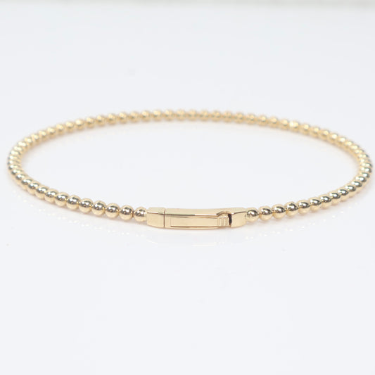 14K YG Bangle - Smooth Balls Bracelet / 5.6gr / Sz 7 1/4 /