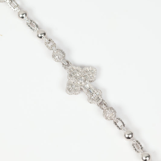 10K WG Diamond Balls With Crosses Chain / 89.94gr / 8mm / 22in / D-29.25Ct