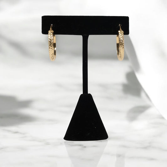 14K YG Fashion Hoop Earrings / 2.21gr / 1in /
