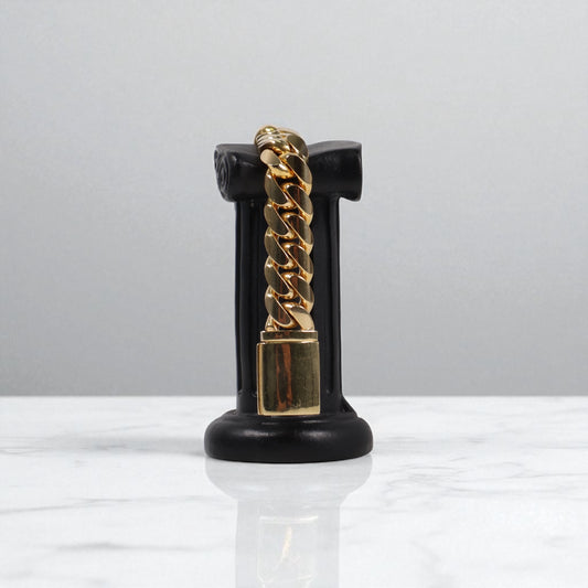 10K YG Cuban Links With Sleek Lock plain Bracelet / 113.1gr / 13.3mm / 9in /