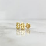 18K Yellow Gold Letter D Stud Earrings With Zircons / 0.75gr / 6mm