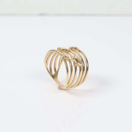 14K YG Stars And Moon Rings / 4.95gr / Sz 8 /
