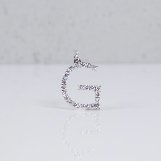 14K WG Lab Diamond Letter G Pendant / 1.35gr / 1in / 0.68 CTTW Lab VS / E-F