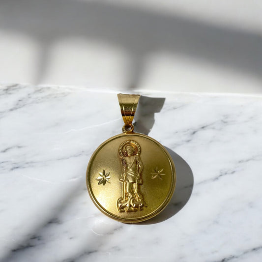 14K Yellow Gold San Lazaro Pendant / 5.8gr