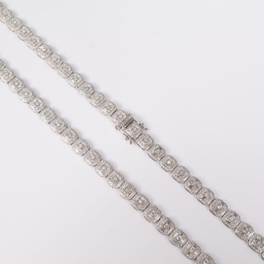 10K WG Diamond Luxury Square Chain / 30.84gr / 6.5mm / 20in / D-6.54Ct