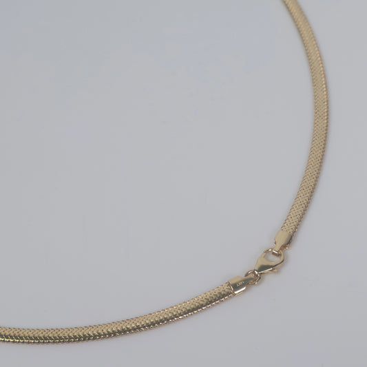 14K YG Flat Herringbone Chain / 3.2gr / 3.2mm / 17in /