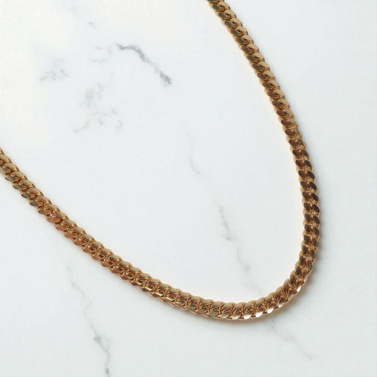 14K YG Micro Cuban Links Chain / 45.1gr / 4.8mm / 22in /