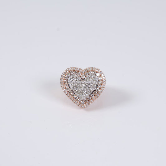 10K RG Diamond Small Heart Ring / 7.16gr / Sz 7 / 3.03Ct / VS2-SI / G-H