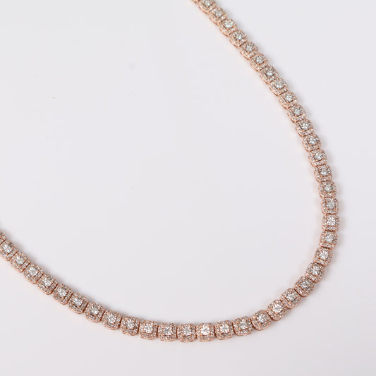 10K RG Diamond Luxury Square Chain / 24.5gr / 4.5mm / 20in / D-5Ct