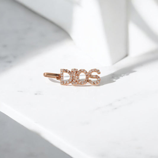 18K RG Dios Pendant / 1.4gr / 1in / White Zircons