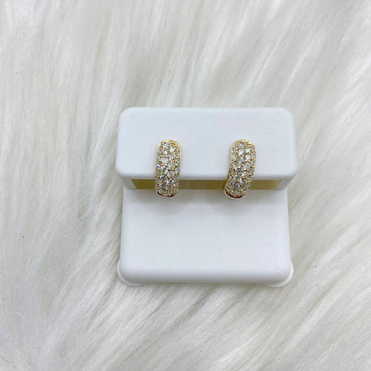 14K Yellow Gold Diamond Fashion Hoop Earrings 0.87Ct Dia / 2.59gr