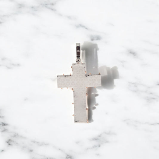 10K 2 Tone Diamond Crusifix Pendant / 20.4gr / 2.5in / 3.71Wt Dia