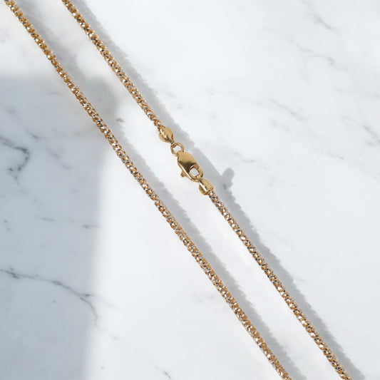 10K YG Round Franco Diamond Cut Chain / 10.3gr / 2mm / 20in /