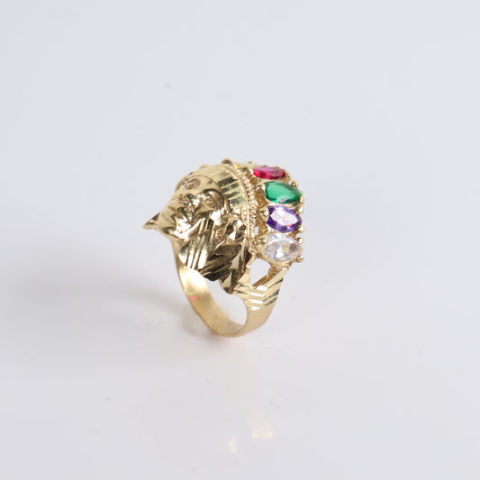 Multicolor Crystal Indio Ring 14K Yellow Gold / 8.6gr / Size 10