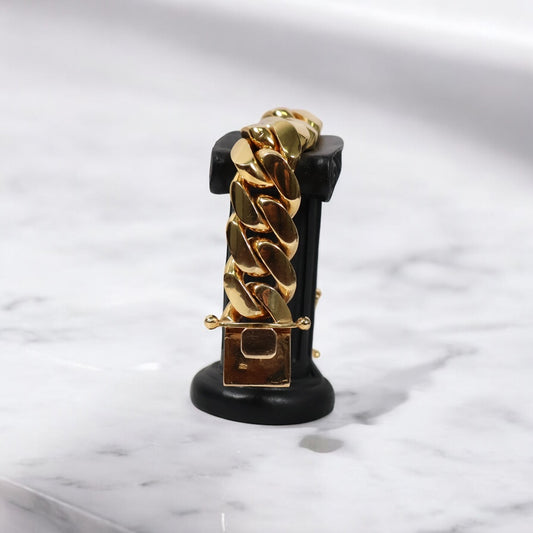 10K YG Cuban Links Bracelet / 254.6gr / 21.6mm / 7.5in /